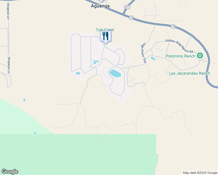 map of restaurants, bars, coffee shops, grocery stores, and more near 45525 California 79 in Aguanga