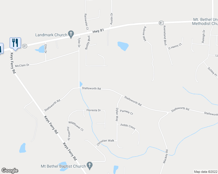 map of restaurants, bars, coffee shops, grocery stores, and more near 333 Stallsworth Road in McDonough