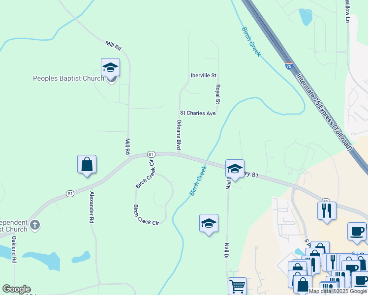 map of restaurants, bars, coffee shops, grocery stores, and more near 110 Orleans Boulevard in McDonough