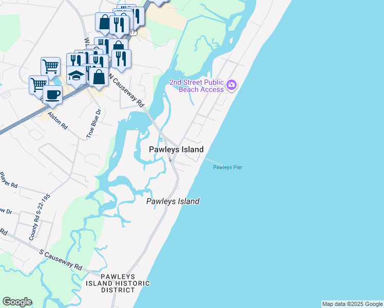 map of restaurants, bars, coffee shops, grocery stores, and more near 310D Myrtle Avenue in Pawleys Island