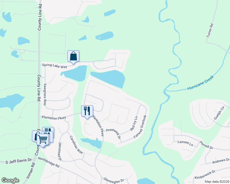 map of restaurants, bars, coffee shops, grocery stores, and more near 43 Harbour Lake Drive in Fayetteville
