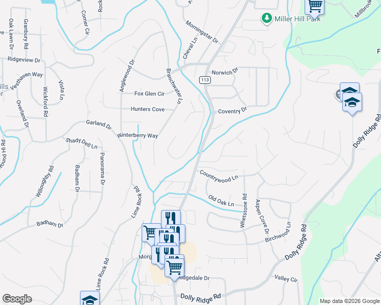 map of restaurants, bars, coffee shops, grocery stores, and more near 2325 Tanglewood Brook Lane in Vestavia Hills