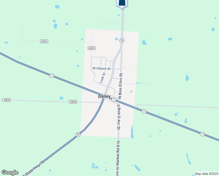 map of restaurants, bars, coffee shops, grocery stores, and more near 204 North Main Street in Bailey