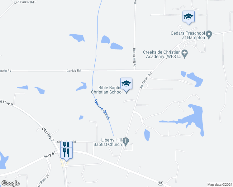 map of restaurants, bars, coffee shops, grocery stores, and more near 2780 Mount Carmel Road in Hampton