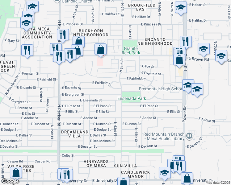map of restaurants, bars, coffee shops, grocery stores, and more near 949 North Pyxie Circle in Mesa