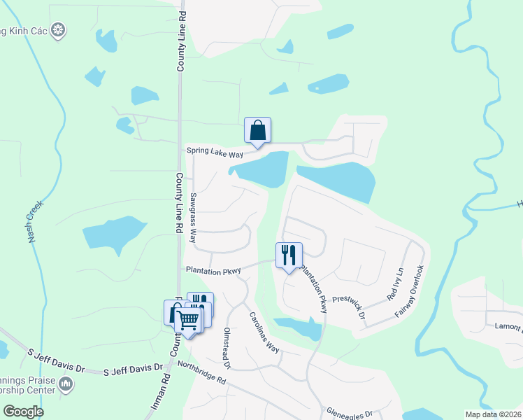 map of restaurants, bars, coffee shops, grocery stores, and more near 156 Ponte Vedra Drive in Fayetteville