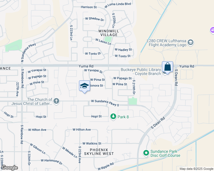 map of restaurants, bars, coffee shops, grocery stores, and more near 1446 South 220th Lane in Buckeye