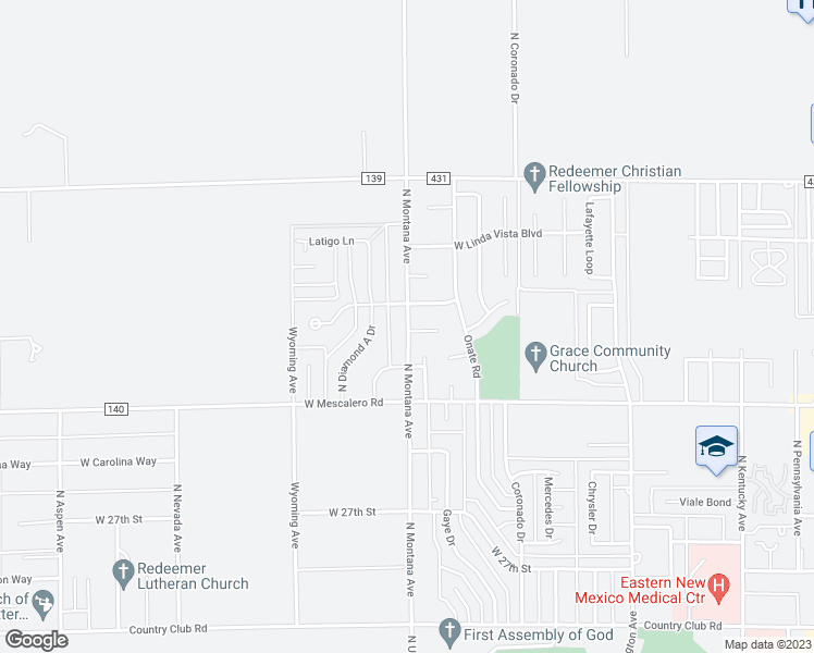 map of restaurants, bars, coffee shops, grocery stores, and more near 3030-3078 North Montana Avenue in Roswell