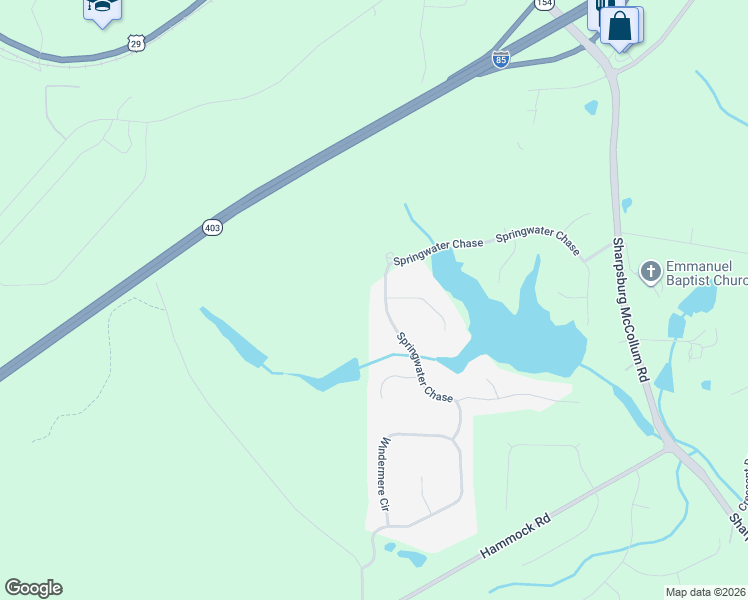 map of restaurants, bars, coffee shops, grocery stores, and more near 285 Springwater Chase in Newnan