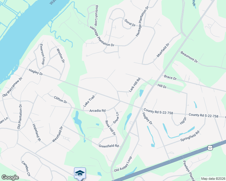 map of restaurants, bars, coffee shops, grocery stores, and more near 92 Otter Run Road in Pawleys Island