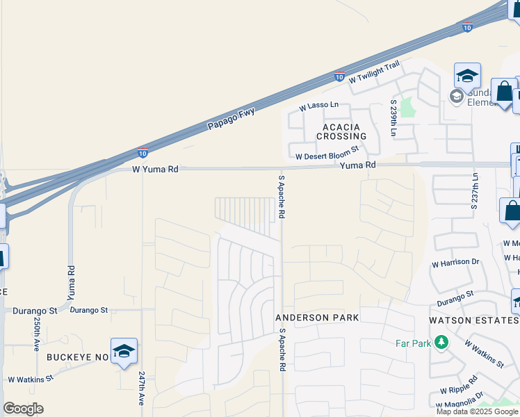 map of restaurants, bars, coffee shops, grocery stores, and more near South Brittlebrush in Buckeye