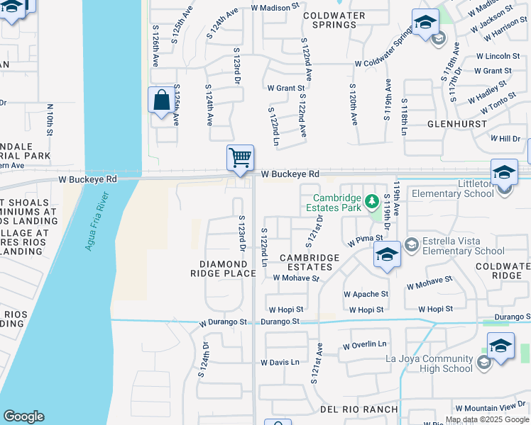 map of restaurants, bars, coffee shops, grocery stores, and more near 12238 West Flanagan Street in Avondale