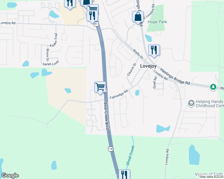 map of restaurants, bars, coffee shops, grocery stores, and more near 2226 Talmadge Road in Hampton