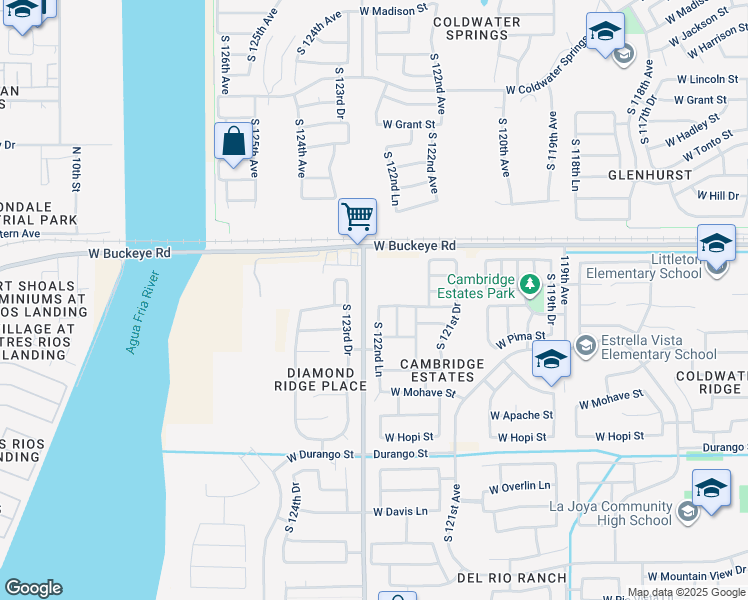 map of restaurants, bars, coffee shops, grocery stores, and more near 12238 West Flanagan Street in Avondale