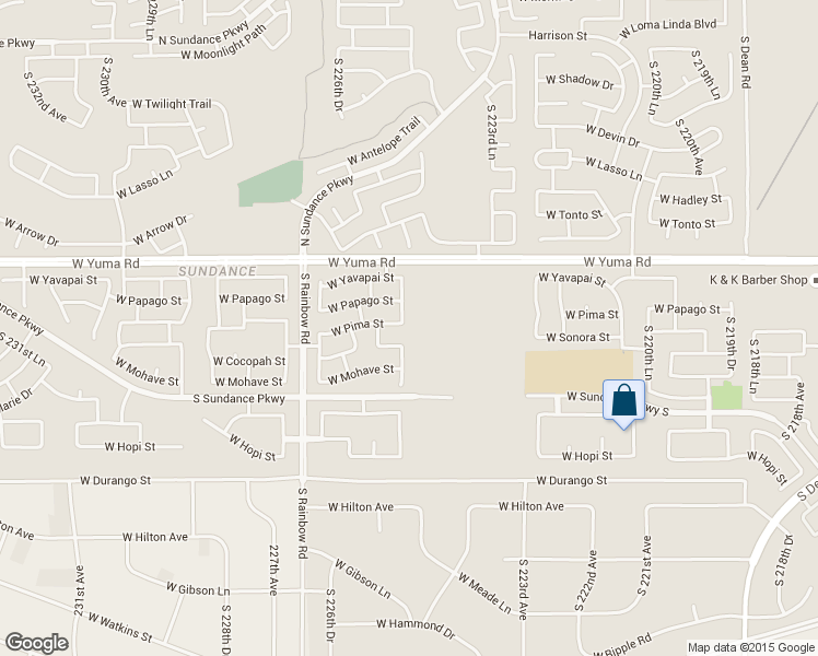 map of restaurants, bars, coffee shops, grocery stores, and more near 1433 South 225th Lane in Buckeye