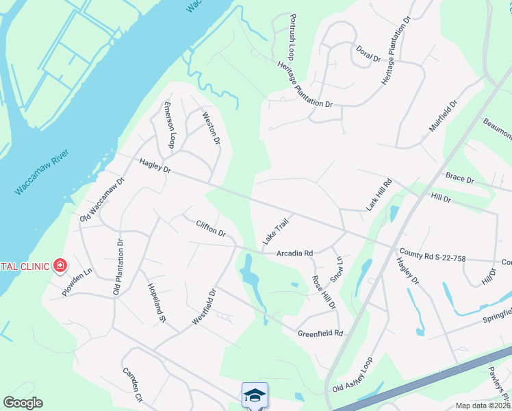 map of restaurants, bars, coffee shops, grocery stores, and more near 1015 Hagley Drive in Pawleys Island