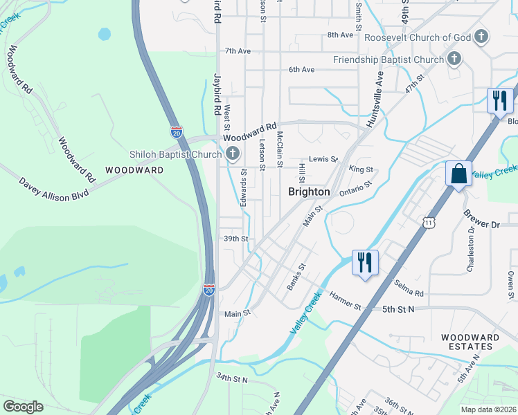 map of restaurants, bars, coffee shops, grocery stores, and more near 4112 Letson Street in Brighton