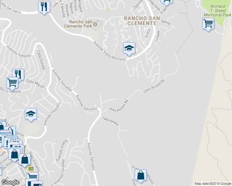 map of restaurants, bars, coffee shops, grocery stores, and more near 817 Calle Dulcinea in San Clemente