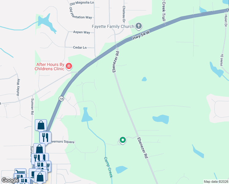 map of restaurants, bars, coffee shops, grocery stores, and more near 161 Ebenezer Road in Fayetteville