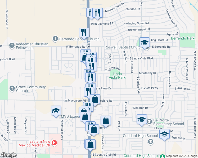 map of restaurants, bars, coffee shops, grocery stores, and more near 3016A North Alhambra Drive in Roswell