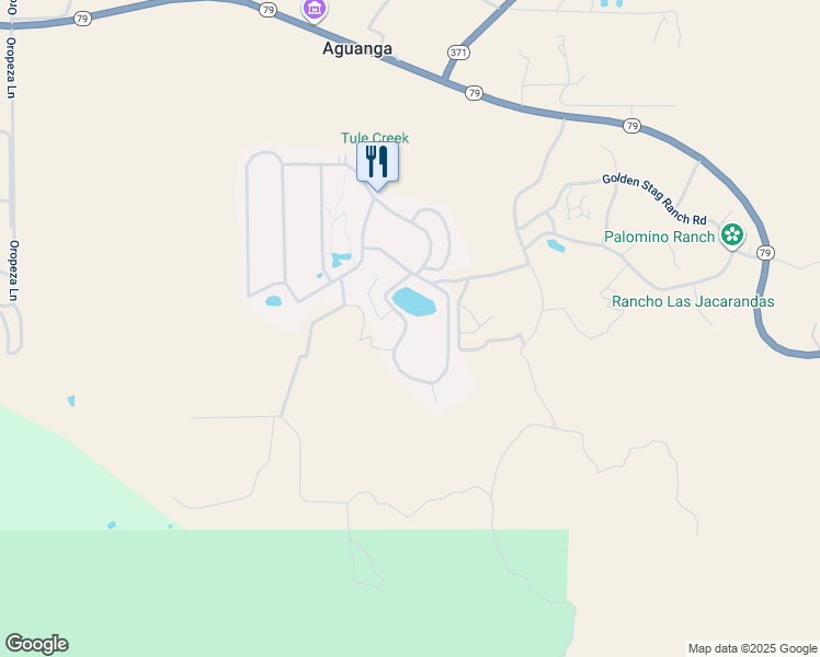 map of restaurants, bars, coffee shops, grocery stores, and more near 45525 California 79 in Aguanga