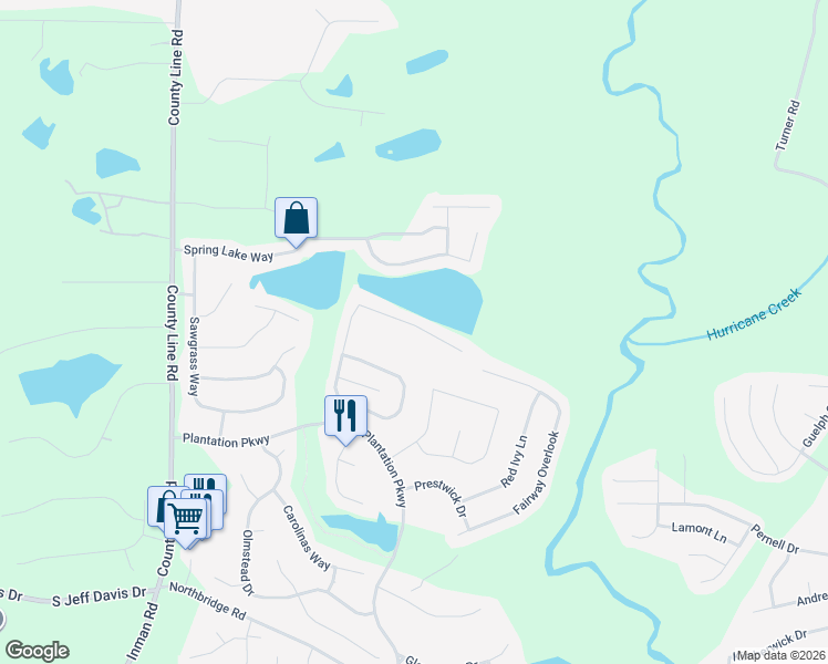 map of restaurants, bars, coffee shops, grocery stores, and more near 82 Harbour Lake Drive in Fayetteville