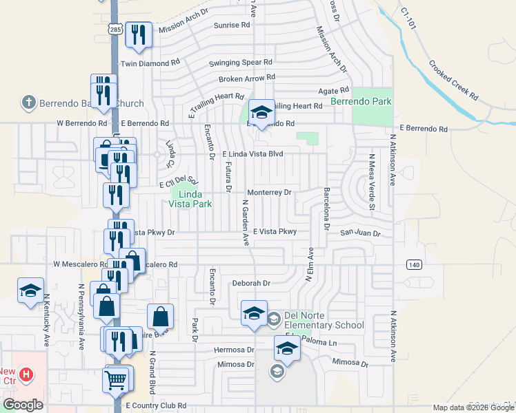 map of restaurants, bars, coffee shops, grocery stores, and more near 3000-3098 Edgewood Dr in Roswell