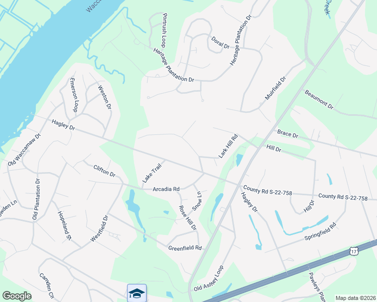 map of restaurants, bars, coffee shops, grocery stores, and more near 92 Otter Run Road in Pawleys Island