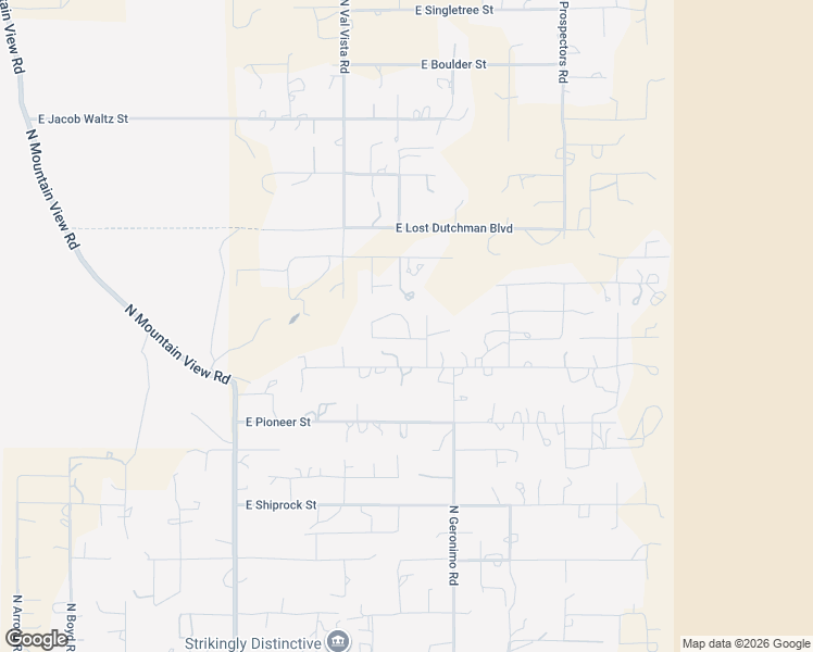 map of restaurants, bars, coffee shops, grocery stores, and more near 5430 East Foothill Street in Apache Junction