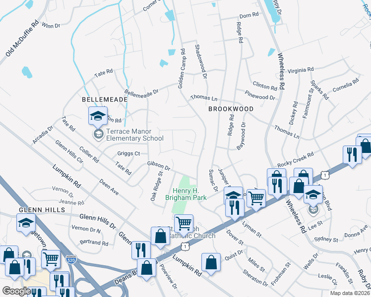 map of restaurants, bars, coffee shops, grocery stores, and more near 2503 Tara Heights Circle in Augusta