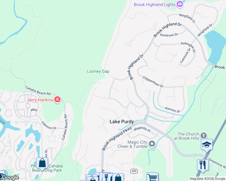 map of restaurants, bars, coffee shops, grocery stores, and more near 5017 Somerset Way in Birmingham