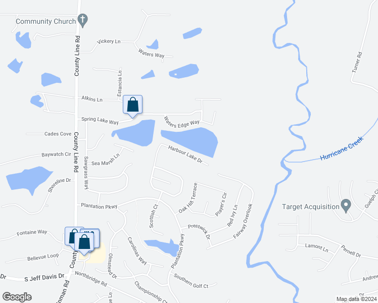 map of restaurants, bars, coffee shops, grocery stores, and more near 79 Harbour Lake Drive in Fayetteville
