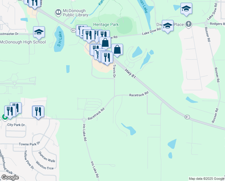 map of restaurants, bars, coffee shops, grocery stores, and more near in Henry County