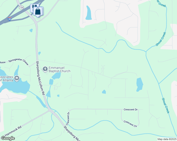 map of restaurants, bars, coffee shops, grocery stores, and more near 1 Deer Run in Newnan