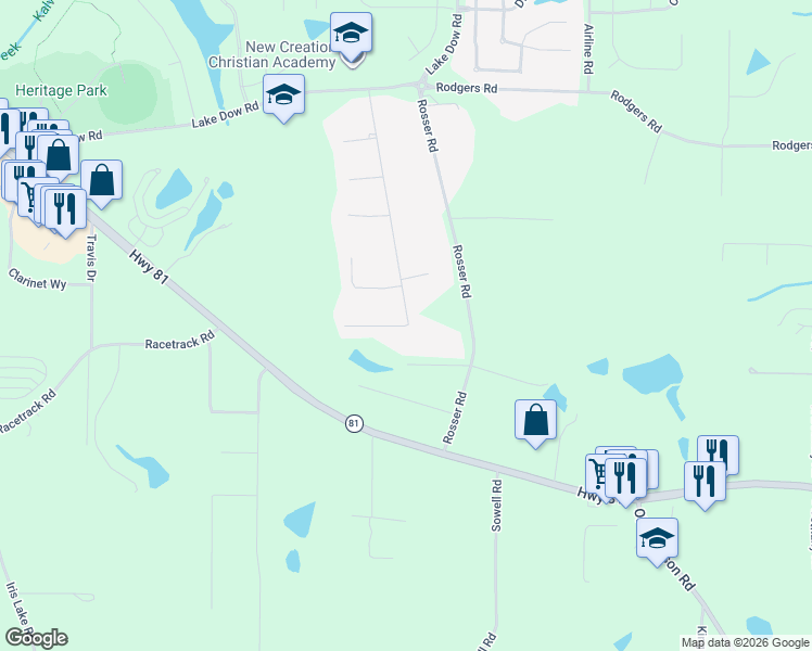 map of restaurants, bars, coffee shops, grocery stores, and more near Winston Drive in McDonough