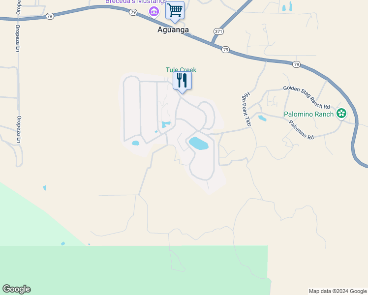 map of restaurants, bars, coffee shops, grocery stores, and more near 45525 California 79 in Aguanga