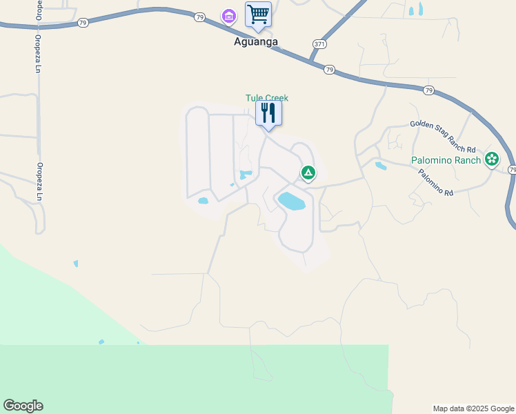 map of restaurants, bars, coffee shops, grocery stores, and more near 45525 California 79 in Aguanga