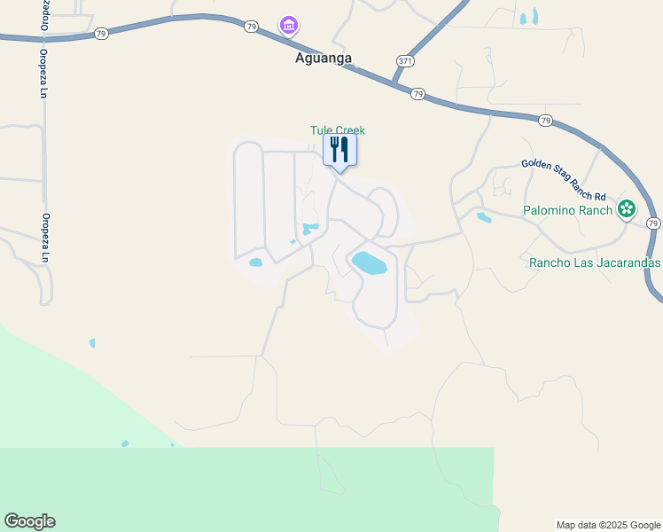 map of restaurants, bars, coffee shops, grocery stores, and more near 45525 California 79 in Aguanga