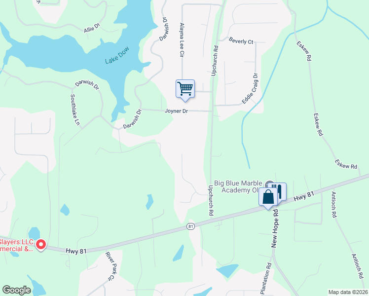 map of restaurants, bars, coffee shops, grocery stores, and more near 152 Chamlee Way in McDonough