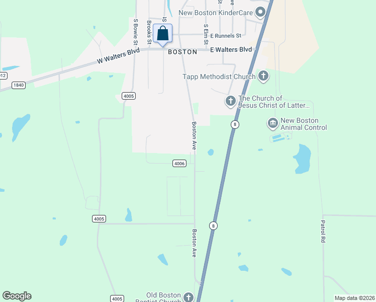 map of restaurants, bars, coffee shops, grocery stores, and more near 1701 Boston Avenue in New Boston