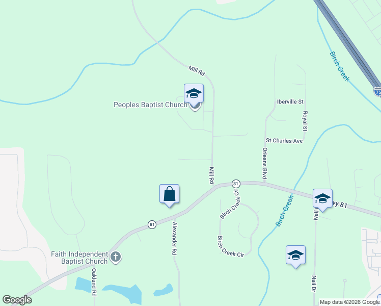 map of restaurants, bars, coffee shops, grocery stores, and more near 968 Mill Road in McDonough