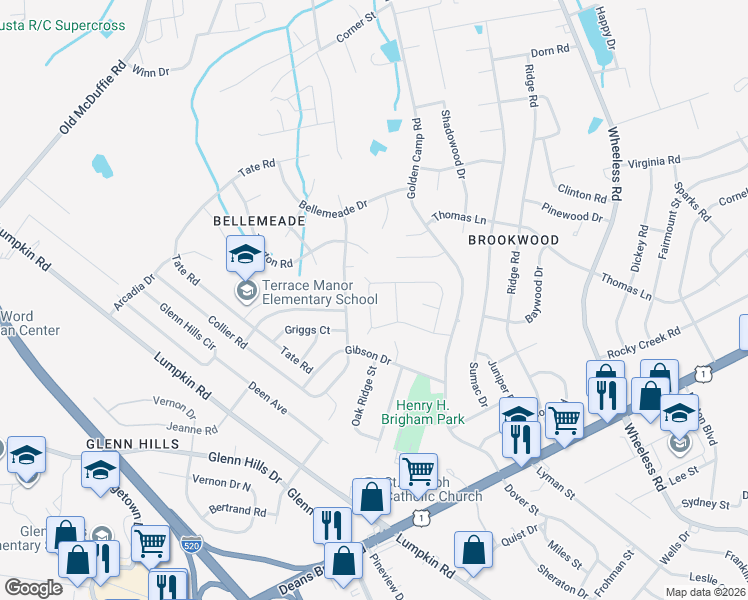 map of restaurants, bars, coffee shops, grocery stores, and more near 2517 Tara Heights Circle in Augusta
