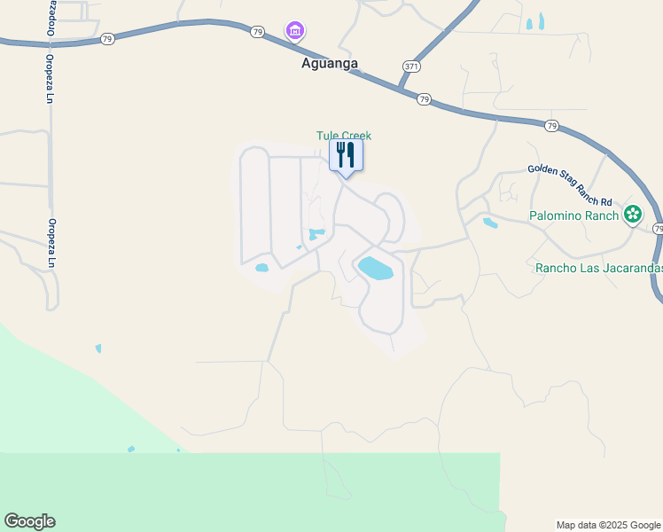 map of restaurants, bars, coffee shops, grocery stores, and more near 45525 California 79 in Aguanga