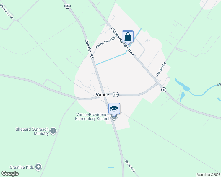 map of restaurants, bars, coffee shops, grocery stores, and more near 119 State Road S-38-1804 in Vance