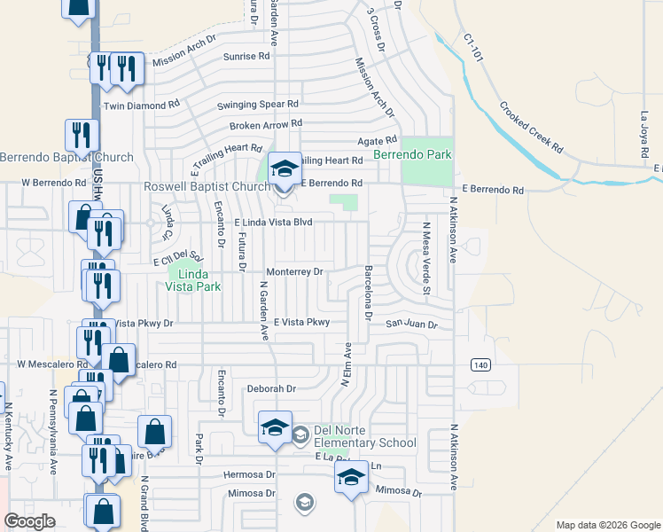 map of restaurants, bars, coffee shops, grocery stores, and more near 98 Jardin Court in Roswell