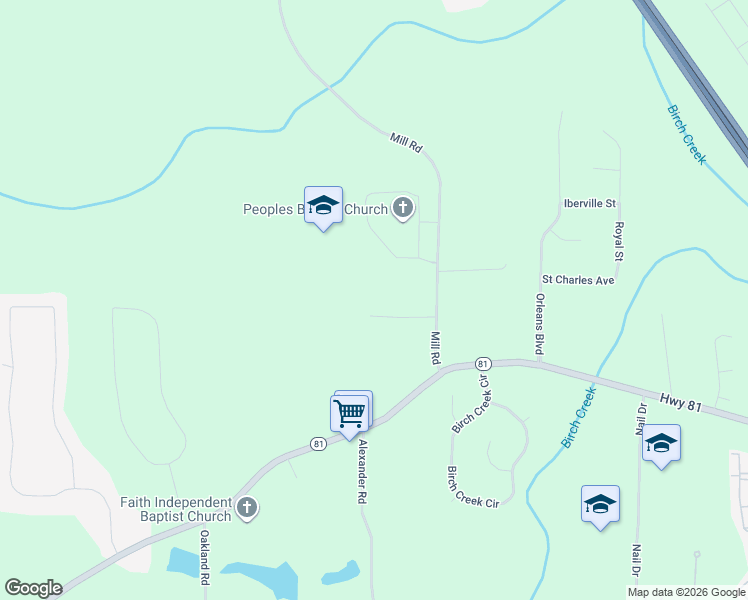 map of restaurants, bars, coffee shops, grocery stores, and more near 972 Mill Road in McDonough