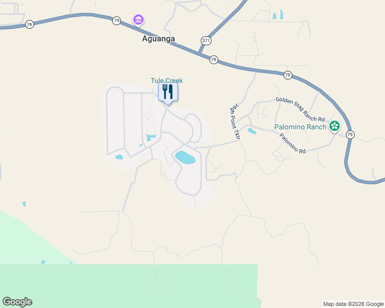 map of restaurants, bars, coffee shops, grocery stores, and more near 45525 California 79 in Aguanga