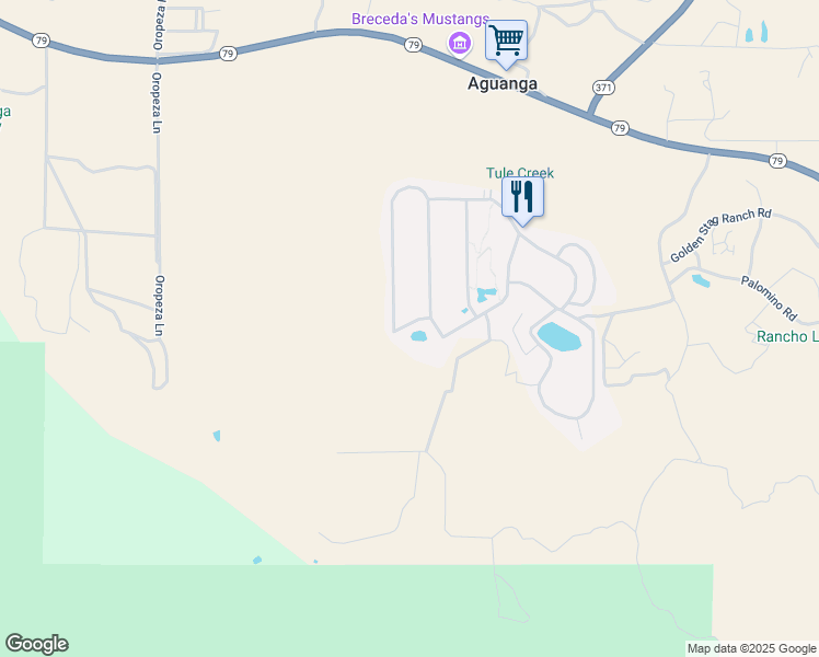 map of restaurants, bars, coffee shops, grocery stores, and more near 45525 California 79 in Aguanga