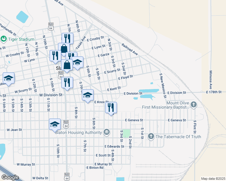 map of restaurants, bars, coffee shops, grocery stores, and more near 401-499 S 4th St in Slaton