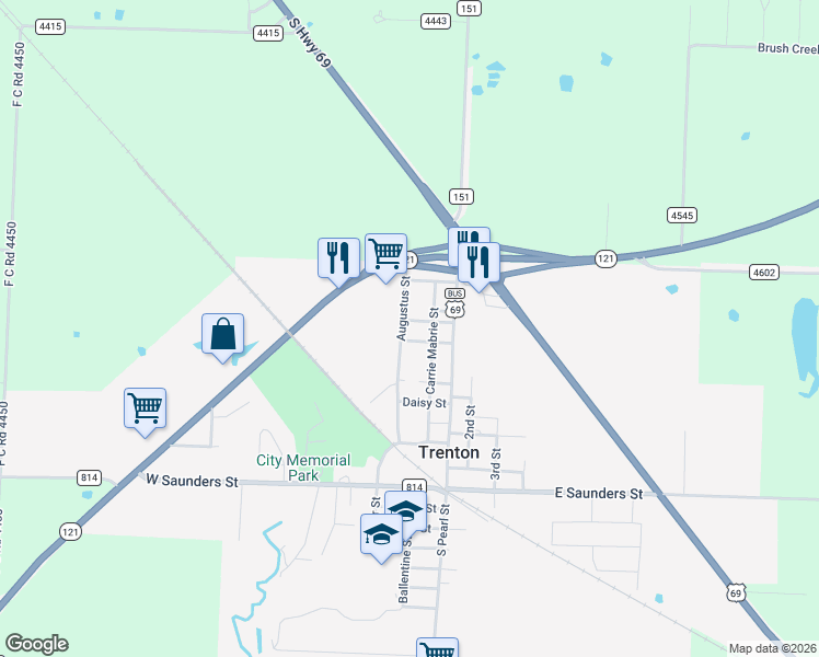 map of restaurants, bars, coffee shops, grocery stores, and more near 706 Augustus Street in Trenton
